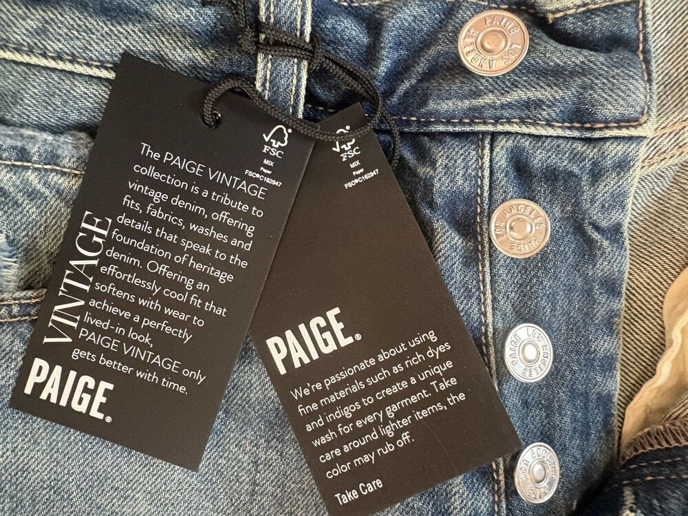 PAIGE womens Billy Crop Covered Button Fly Jeans size 25 The Roxy 27" inseam - Picture 8 of 13